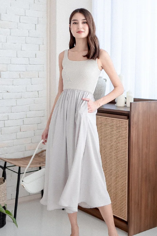 ANABELLE RIBBED MAXI DRESS IN GREIGE Classic Strapless Maxi Dress