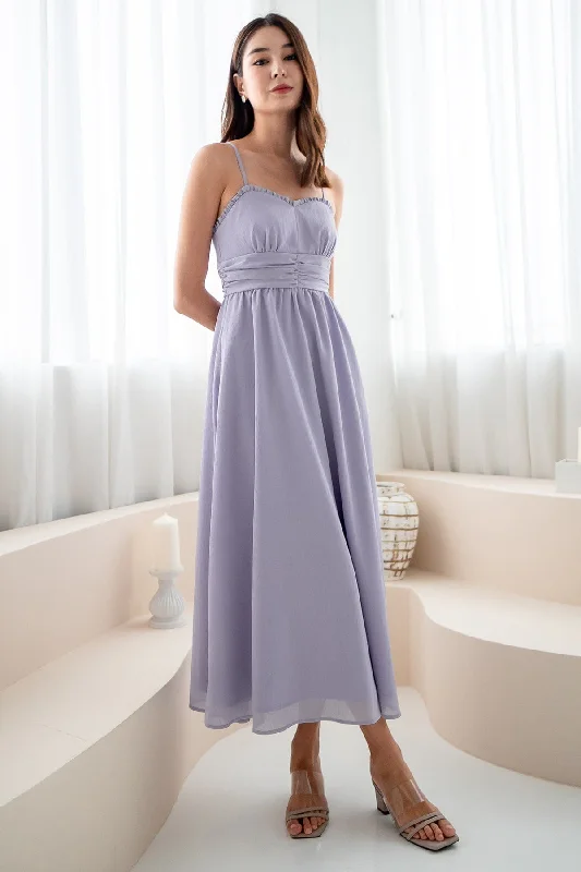 ANNELISE RUCHED MAXI DRESS IN PERIWINKLE Trendy A-Line Maxi Dress