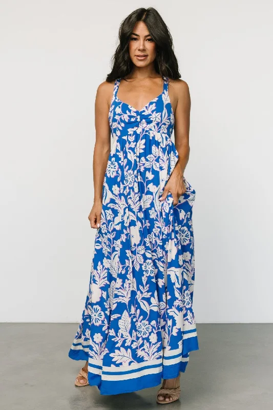 Atalanta Back Tie Maxi Dress | Blue Print Elegant Lace Maxi Dress