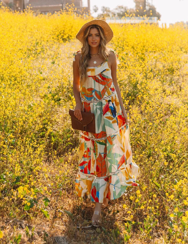 Baja California Crochet Tiered Maxi Dress - FINAL SALE Chic Summer Floral Maxi Dress