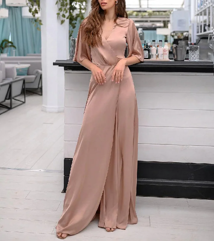 Behati Wrap Kimono Maxi Dress - Blush Cozy Knitted Maxi Dress