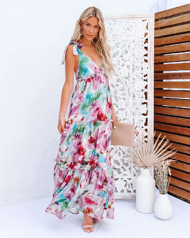 Beyond The Waterfall Pocketed Tiered Maxi Dress - FINAL SALE Chic Summer Floral Maxi Dress