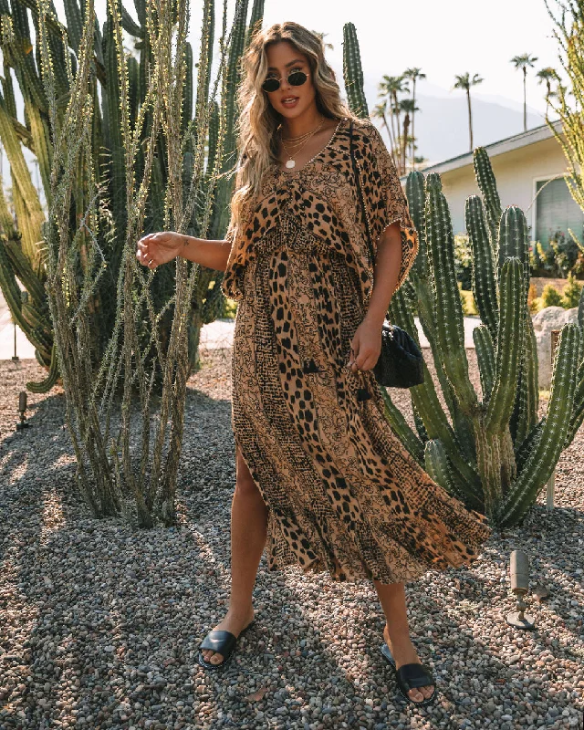 Boujee Bengal Kimono Slit Maxi Dress - FINAL SALE Comfortable Fitted Maxi Dress