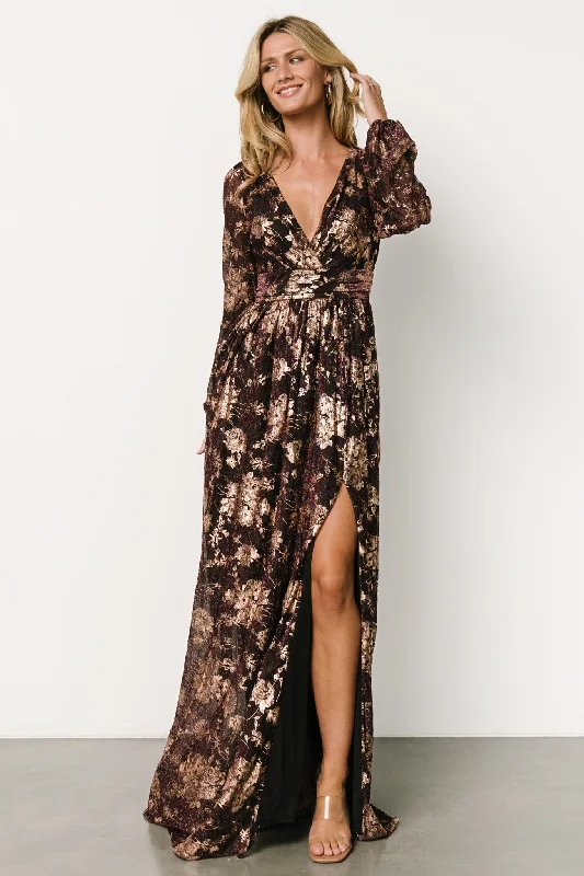Charlene Maxi Dress | Wine + Gold Comfortable Cotton Maxi Dress