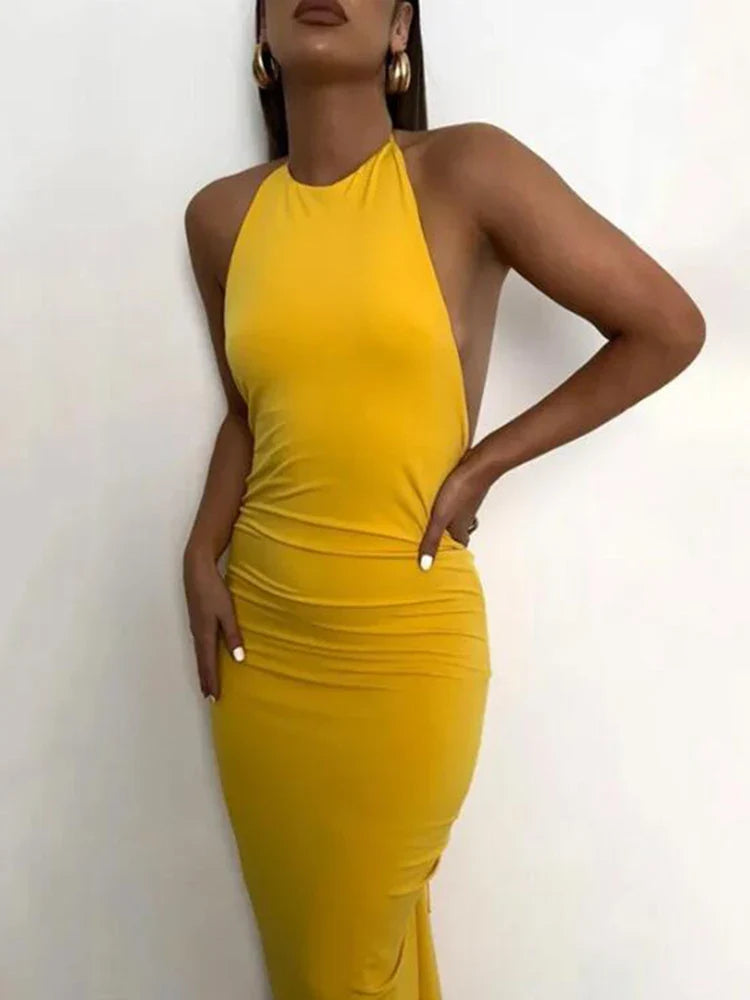 FashionSierra - Slim Fit Large Open Back Strap Dress Pleated Summer Women's Fashion Maxi Dress Elegant Maxi Dress with Ruffles FashionSierra - Slim Fit Large Open Back Strap Dress Pleated Summer Women's Fashion Maxi Dress Elegant Maxi Dress with Ruffles