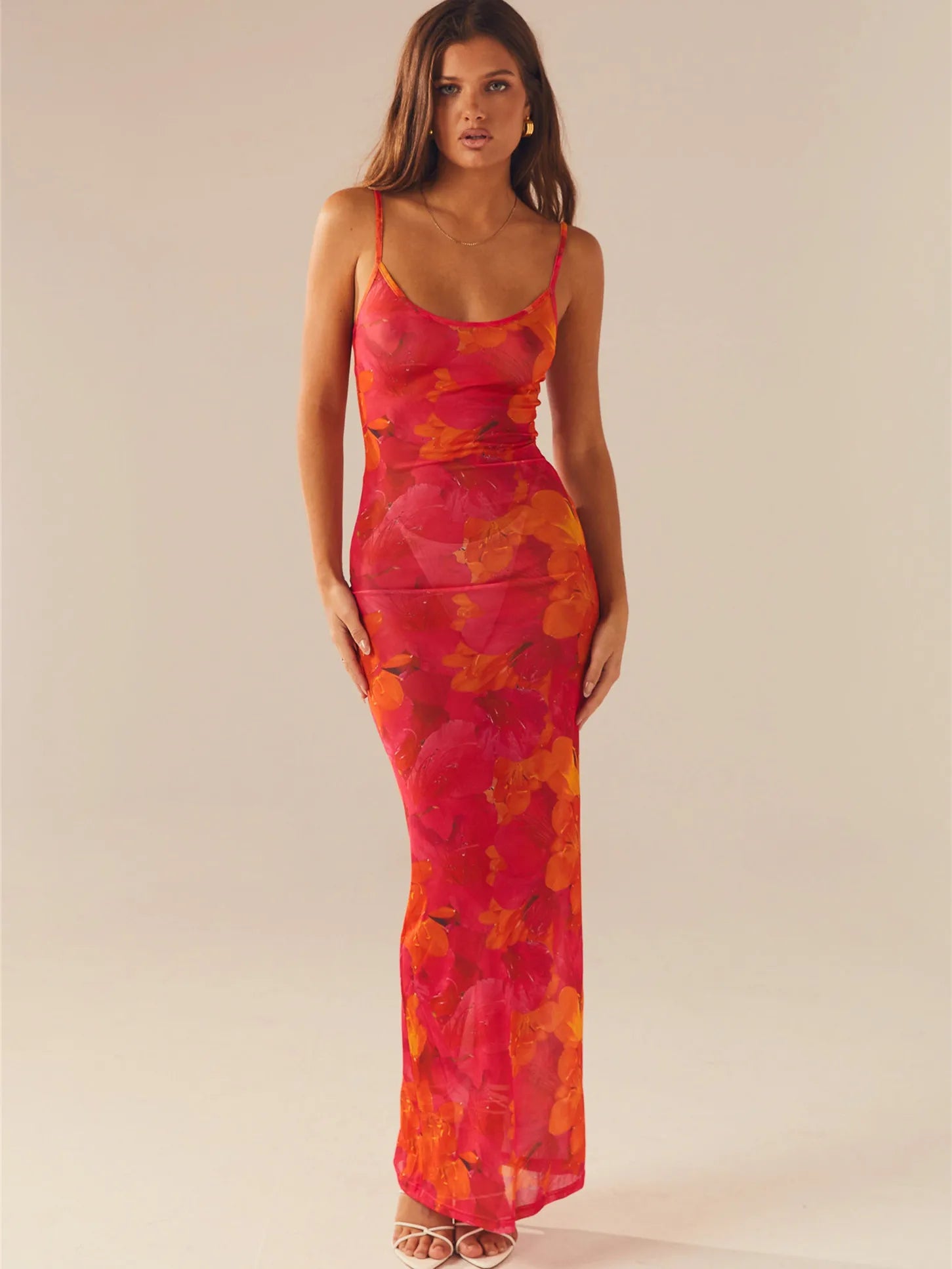 FashionSierra - Spaghetti Strap Floral Print Party Club Vintage Summer Holiday Maxi Dress Cozy Maxi Dress with Slit