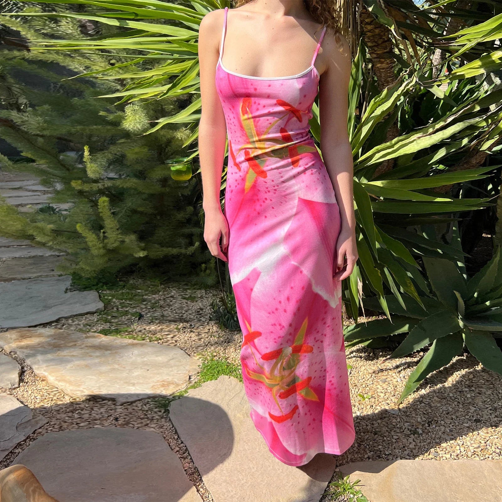 FashionSierra - Casual Printed Backless Bodycon Slim Boho Long Sundress Maxi Dress Cozy Wrap Maxi Dress