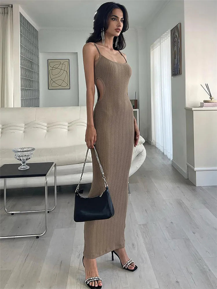 FashionSierra - Skinny Bodycon Side Cut Out Spaghetti Strap Party Summer Maxi Dress Stylish V-Neck Maxi Dress FashionSierra - Skinny Bodycon Side Cut Out Spaghetti Strap Party Summer Maxi Dress Stylish V-Neck Maxi Dress