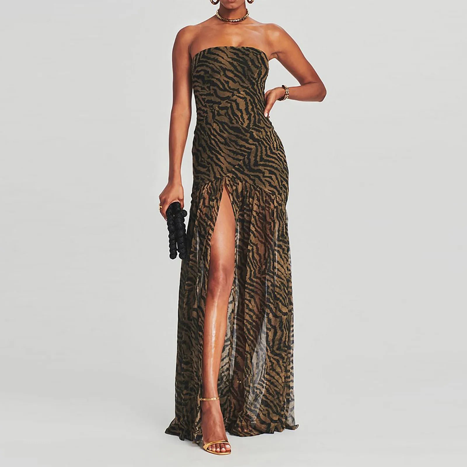 FashionSierra - Women Tube Top Dress Strapless Backless Mesh Patchwork Tropical Print High Slit Maxi Dress Trendy Floral Print Maxi Dress FashionSierra - Women Tube Top Dress Strapless Backless Mesh Patchwork Tropical Print High Slit Maxi Dress Trendy Floral Print Maxi Dress