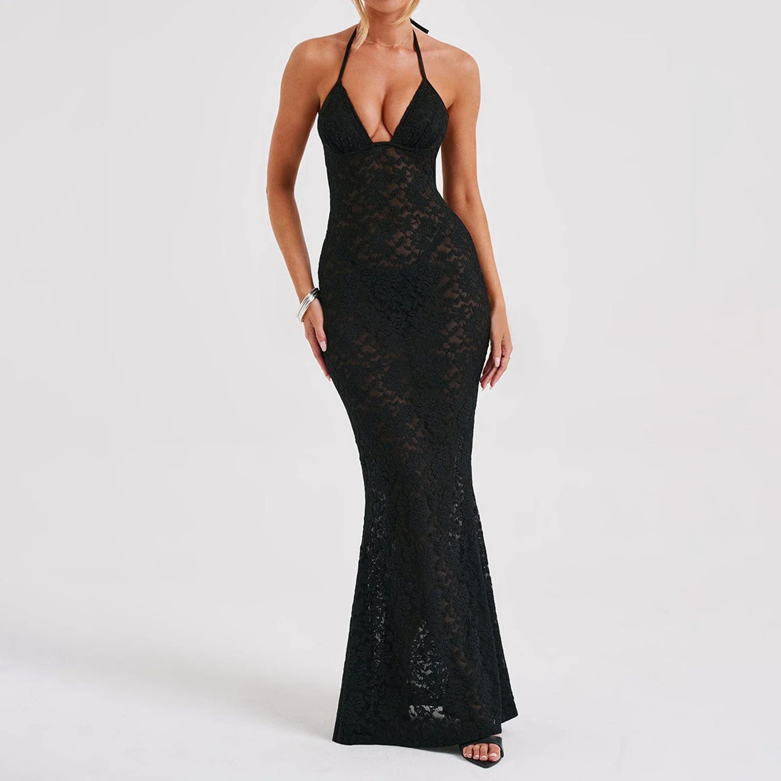 FashionSierra - See Through Backless Black Spaghetti Strap Sleeveless Club Party Long Maxi Dress Classic Strapless Maxi Dress FashionSierra - See Through Backless Black Spaghetti Strap Sleeveless Club Party Long Maxi Dress Classic Strapless Maxi Dress