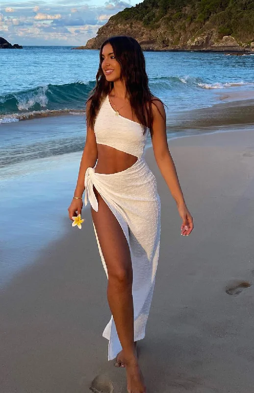 Dream Girl Maxi Dress White Cozy Knitted Maxi Dress