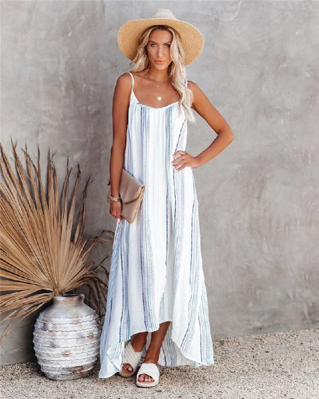El Cerrito Tiered Tassel Tie Maxi Dress Stylish Maxi Dress with Frills