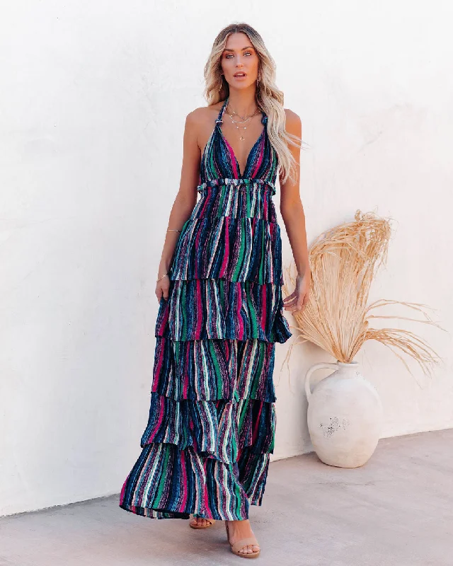 Esperanza Tiered Halter Maxi Dress Fashionable High-Waist Maxi Dress