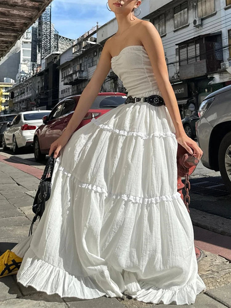 Folds Dress Sets Women 2 Piece Outfits Backless Top And Skirt Maxi Dress Elegant Sleeveless Maxi Dress Folds Dress Sets Women 2 Piece Outfits Backless Top And Skirt Maxi Dress Elegant Sleeveless Maxi Dress