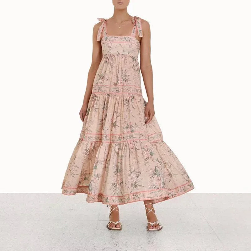 Half Moon Printed Tiered Maxi Dress - FINAL SALE Fashionable Open-Back Maxi Dress