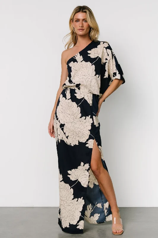 Halston Maxi Dress | Navy + Cream Classic Black Maxi Dress