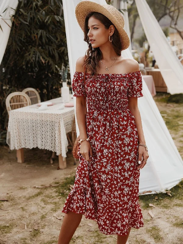Hayes Floral Off The Shoulder Maxi Dress Comfortable T-Shirt Maxi Dress