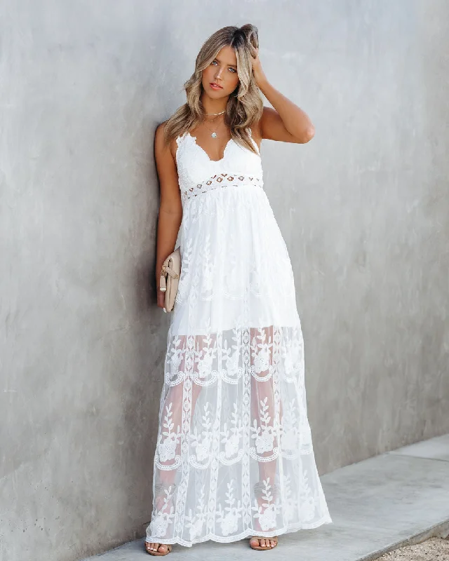 Invite Tranquility Lace Maxi Dress - Ivory - FINAL SALE Chic Summer Maxi Dress