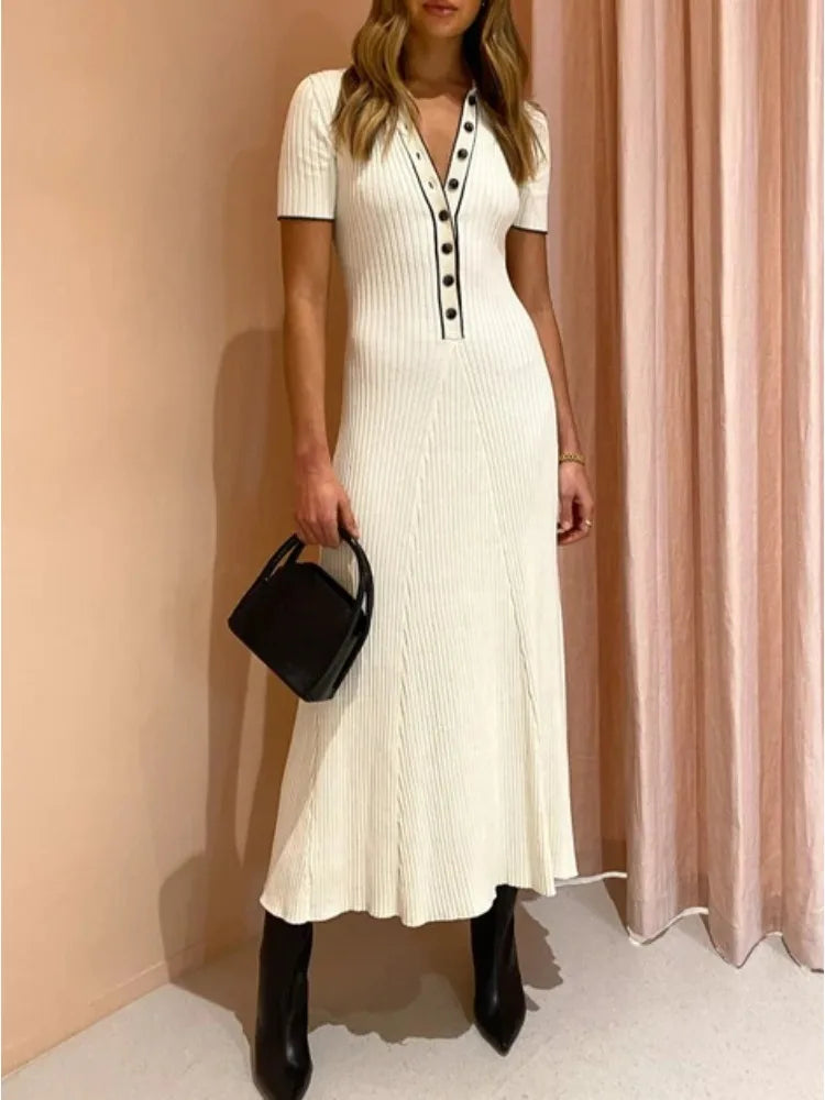 Knitted Rib Slim Maxi Dresses Women High Waist Casual Loose Maxi Dress Fashionable Sleeveless Maxi Dress