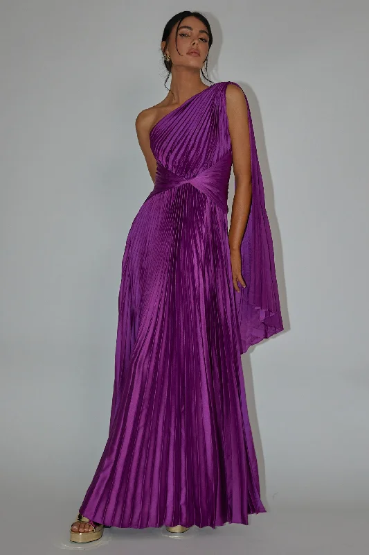 Laxmi Accordion Pleat Maxi Dress Purple Fashionable Maxi Dress with Fringe