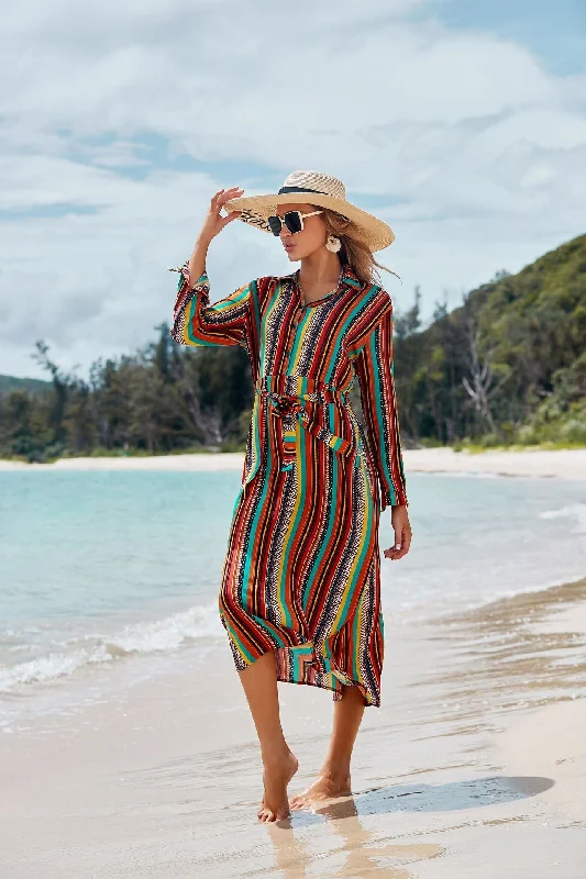Love Often Striped Shimmer Maxi Dress Elegant Maxi Dress with Pockets