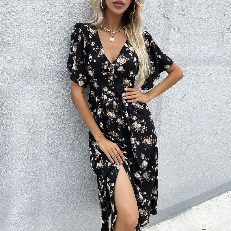 Lowena Floral Kimono Maxi Dress Trendy Maxi Dress with Straps
