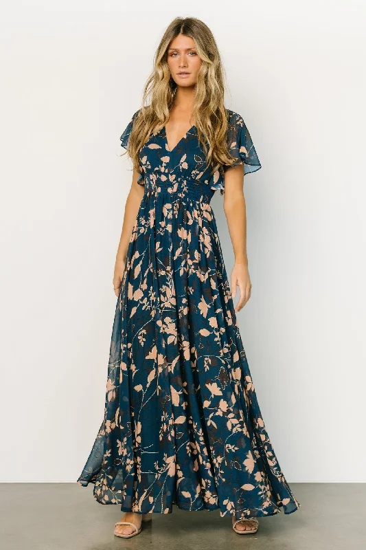 Lynlee Metallic Maxi Dress | Topaz Trendy Maxi Dress with Lace