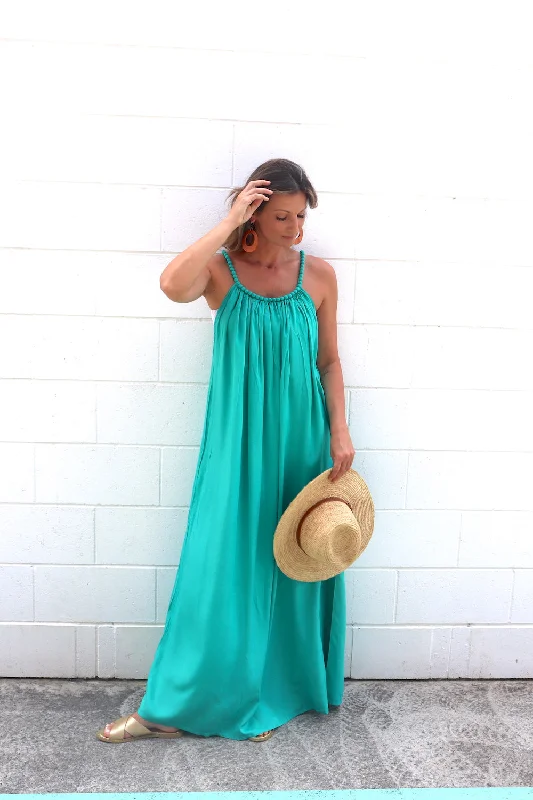 Mariah Maxi Dress In Summer Green Elegant Maxi Dress with Drapes