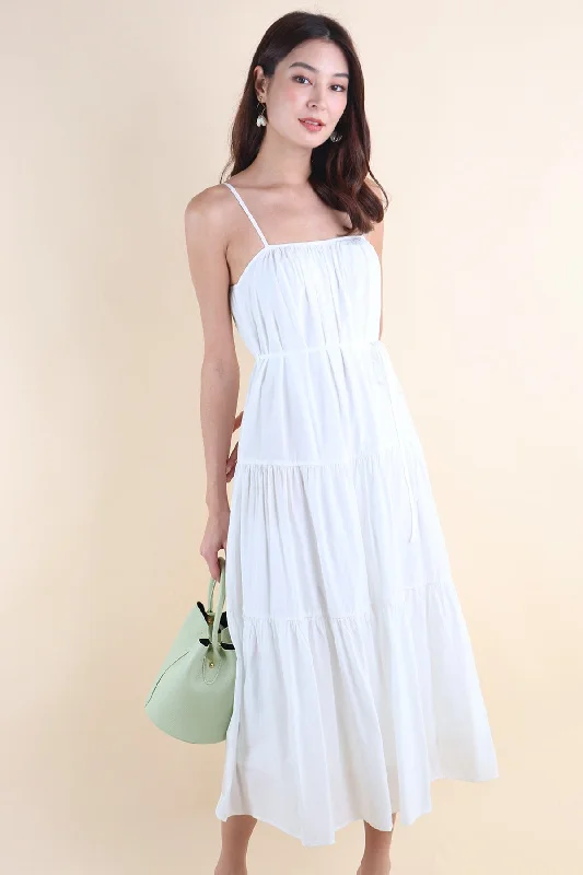 MILAN TIER MAXI DRESS IN WHITE Stylish One-Shoulder Maxi Dress