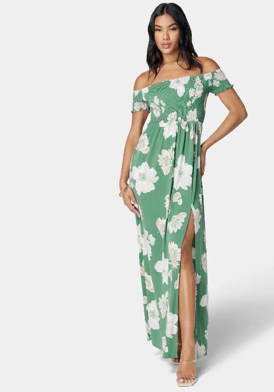 Off Shoulder Slit Maxi Dress Fashionable Sleeveless Maxi Dress