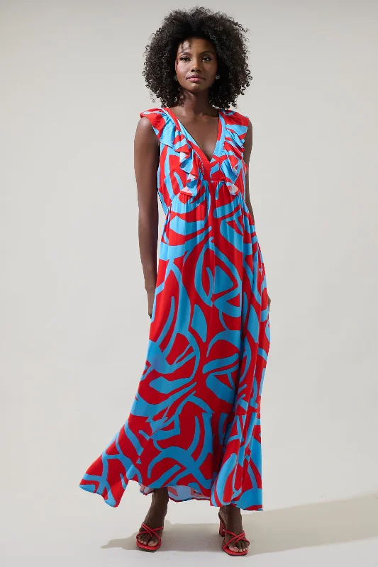 Ohana Bayla Deep V Maxi Dress Fashionable Sleeveless Maxi Dress