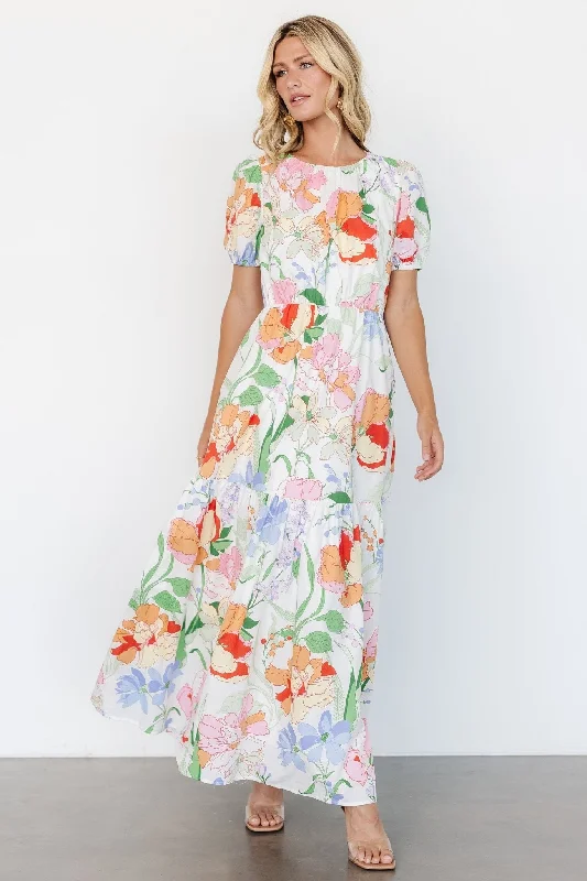 Risette Maxi Dress | Multi Floral Cozy Maxi Dress with Slit