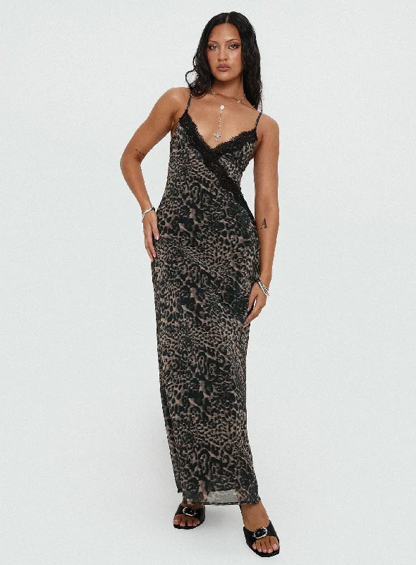 Rosalba Maxi Dress Leopard Stylish V-Neck Maxi Dress