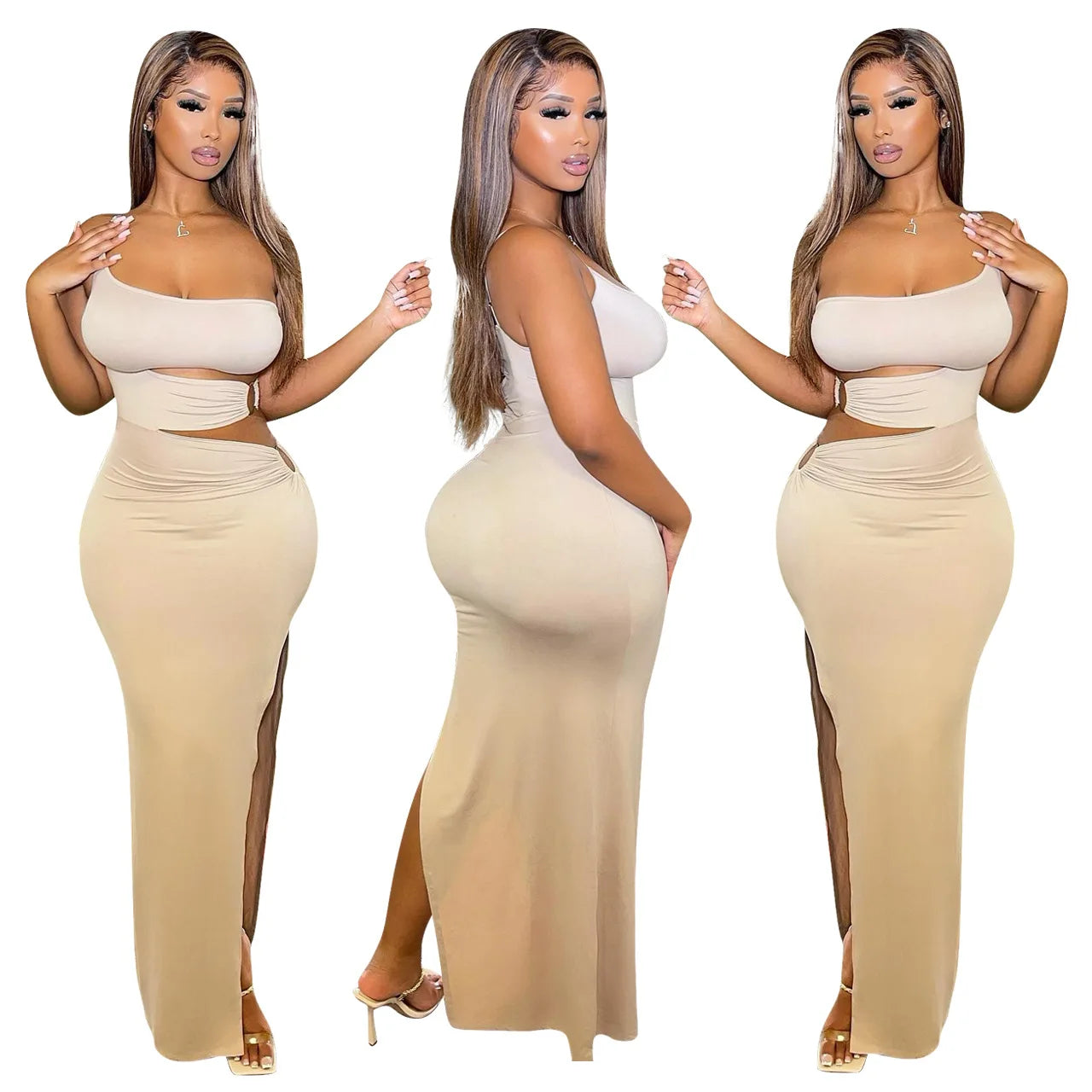 Sexy Bodycon One Shoulder Cut Out Slit Lady Club Dress Summer Asymmetric Womens Casual Maxi dresses 2022 Elegant Maxi Dress with Drapes Sexy Bodycon One Shoulder Cut Out Slit Lady Club Dress Summer Asymmetric Womens Casual Maxi dresses 2022 Elegant Maxi Dress with Drapes