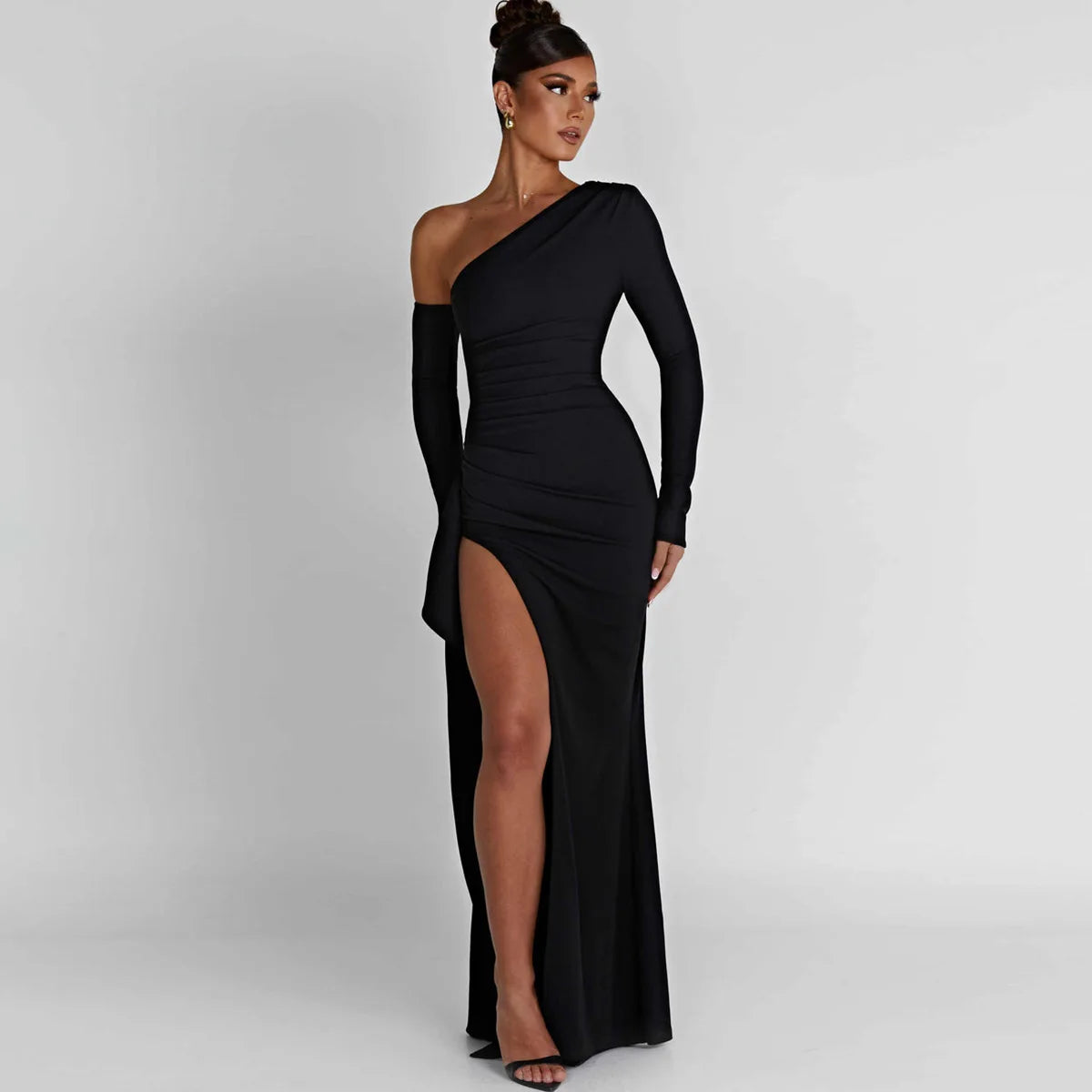 Sexy Maxi Long Dress Autumn Long Sleeve Bodycon Off Shoulder Maxi Dress Trendy Floral Print Maxi Dress