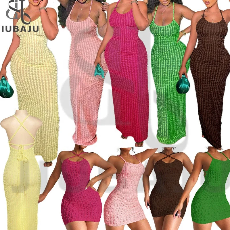 Solid Ruched Spaghetti Strap Bandage Maxi Dress Women Casual Sleeveless Backless Bodycon Ladies Party Dreees Comfortable Long-Sleeve Maxi Dress
