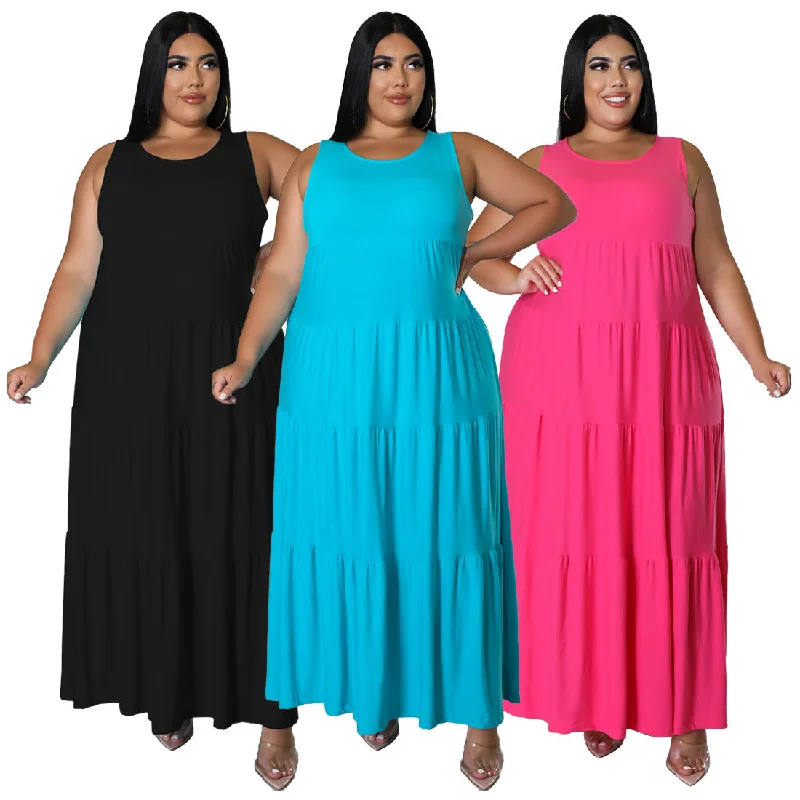 Wholesale 2022 Sundress Casual Big Tall Plus Size Elegant Maxi Dresses Women Fashionable High-Low Maxi Dress