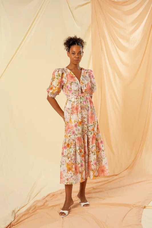 Aria V-neck Maxi Dress Trendy Fit-and-Flare Maxi Dress