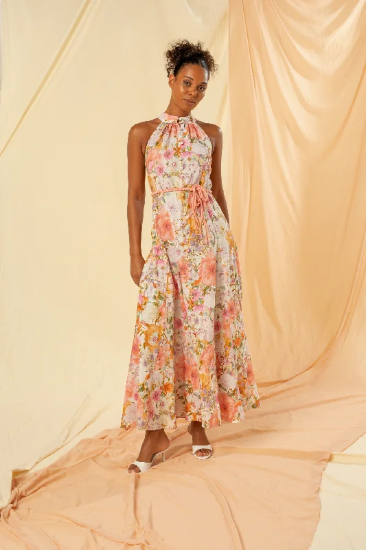 Riley Sleeveless High Neck Maxi Dress Classic A-Line Maxi Dress