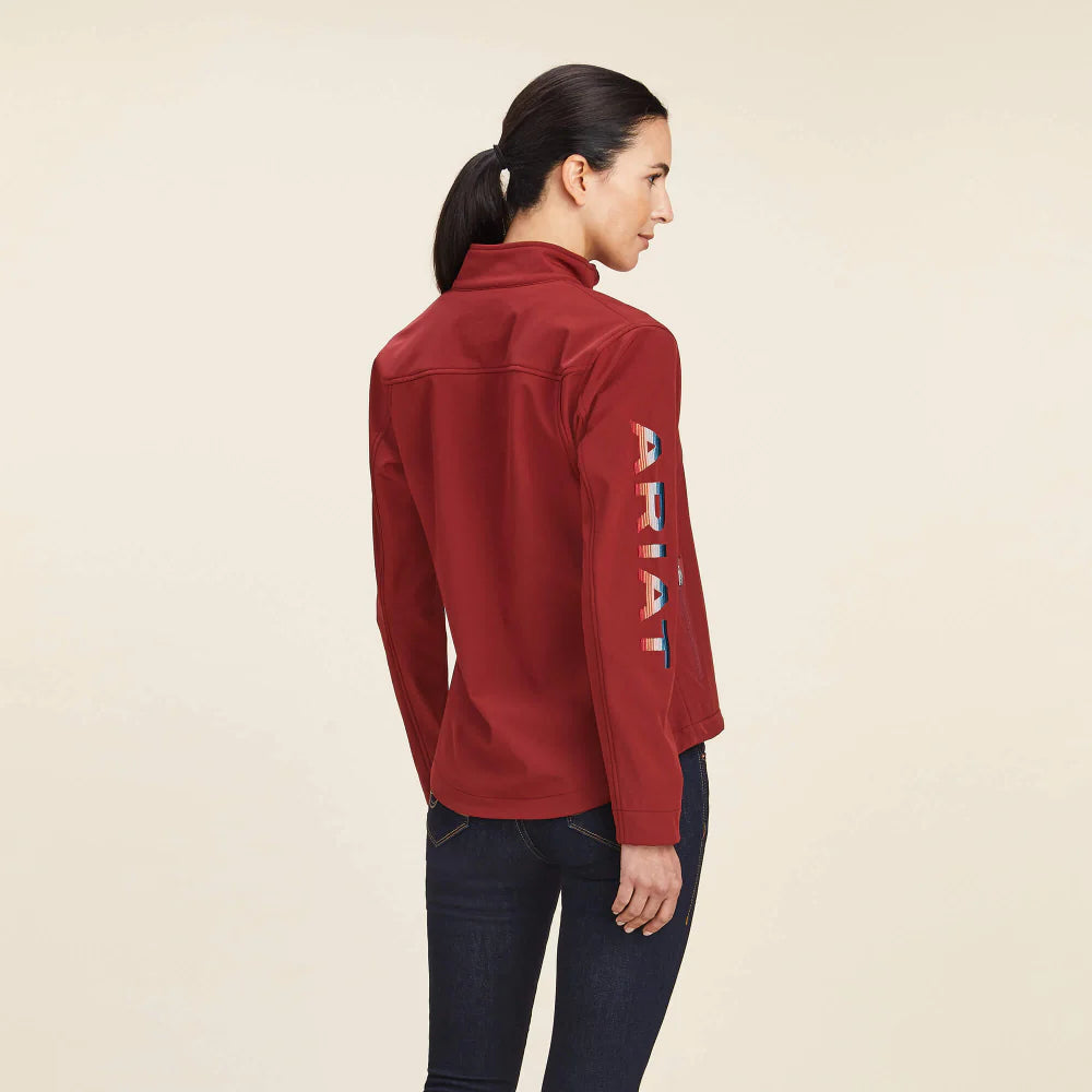 Ariat Women's Team Softshell Jacket, Rouge Red/Celestial Serape A-Line Jacket Boat Neck Shawl Collar