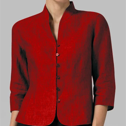 Cotton And Linen Short Women's Jackets Snapped Jacket Toggled Jacket Drawstring Jacket Cotton And Linen Short Women's Jackets Snapped Jacket Toggled Jacket Drawstring Jacket