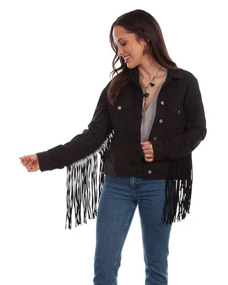 Women's Denim Fringe Jacket Nylon Fabric Polyester Fabric Spandex Fabric
