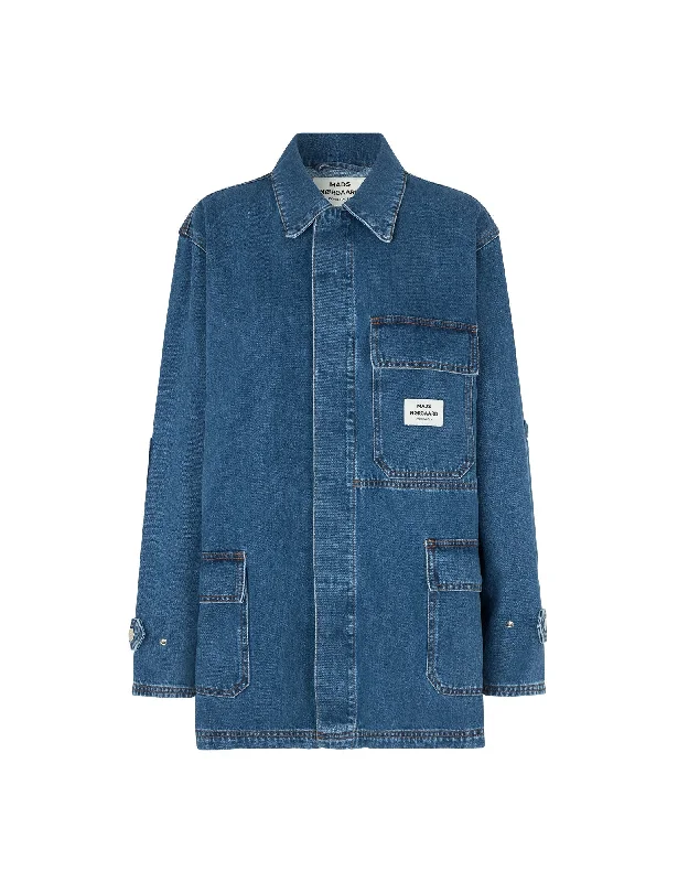 Denim Johnny Jacket,  Vintage Blue Striped Jacket Polka Dot Jacket Floral Jacket