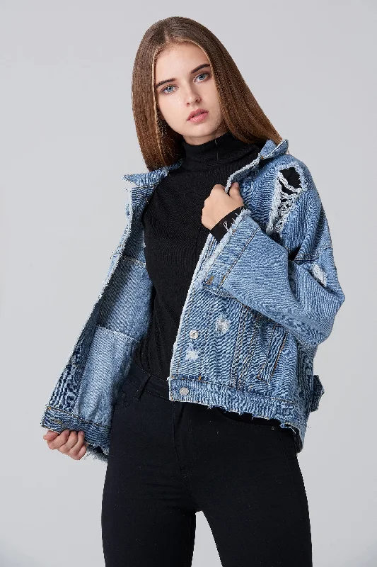 Denim Oversized Distressed Jacket Belted Jacket Elasticated Jacket Padded Jacket