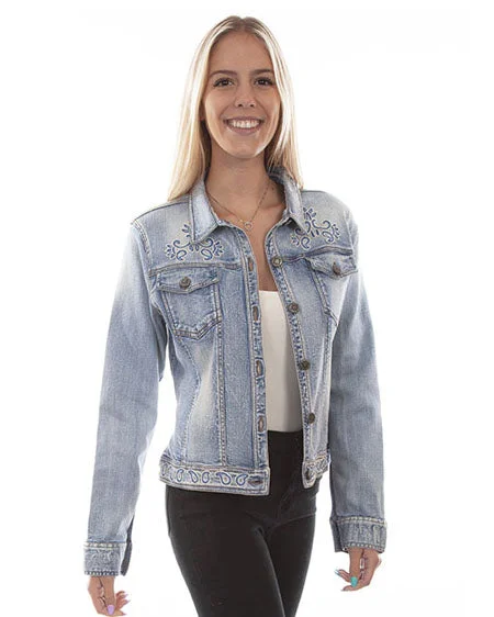 Women's Beaded Jean Jacket Belted Jacket Elasticated Jacket Padded Jacket