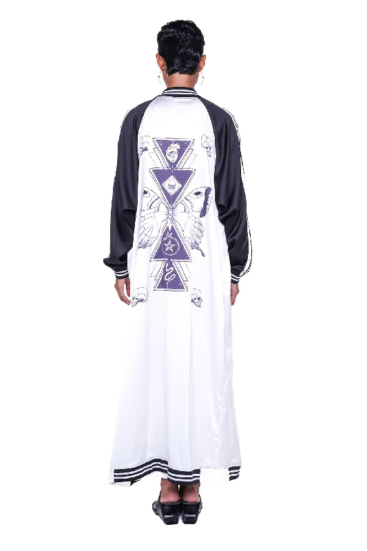 IRA KIMONO BOMBER JACKET - WHITE AND BLACK V-Neck Jacket Boat Neck Jacket Square Neck Jacket