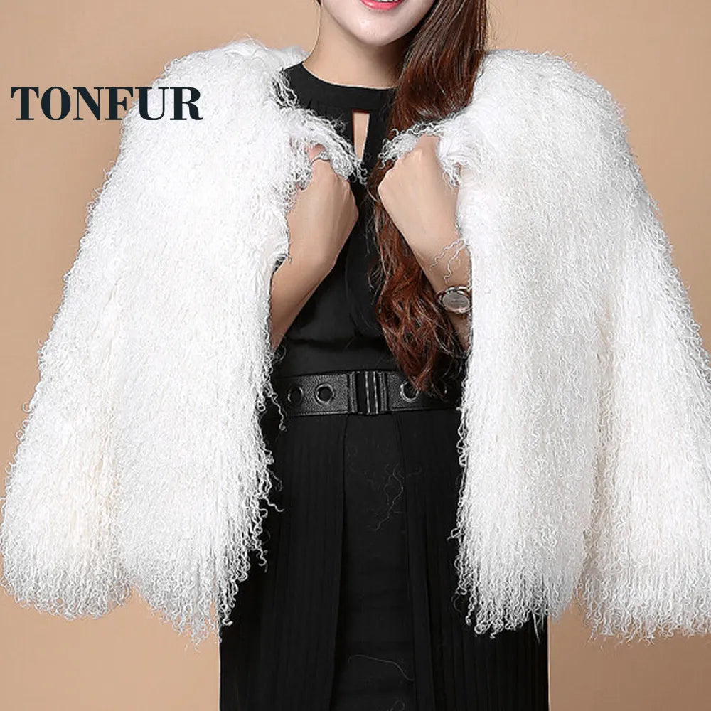 New 100% True Mongolia Sheep Fur Coat Real Tan Sheep Fur Jacket Thick Anorak Shell Jacket Lightweight Jacket