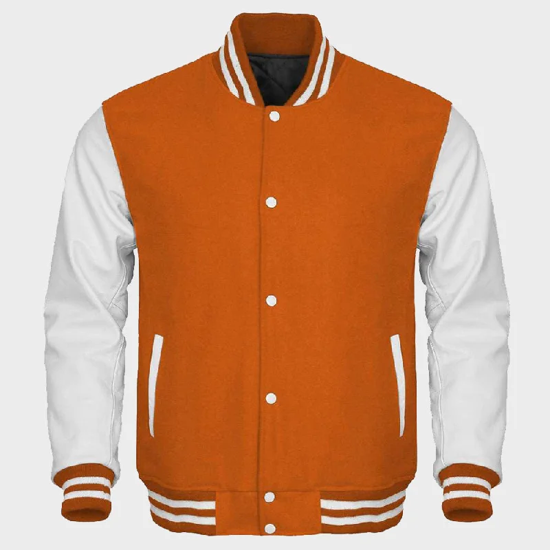 Orange And White Varsity Jacket Womens Trench Coat Raincoat Waterproof Jacket