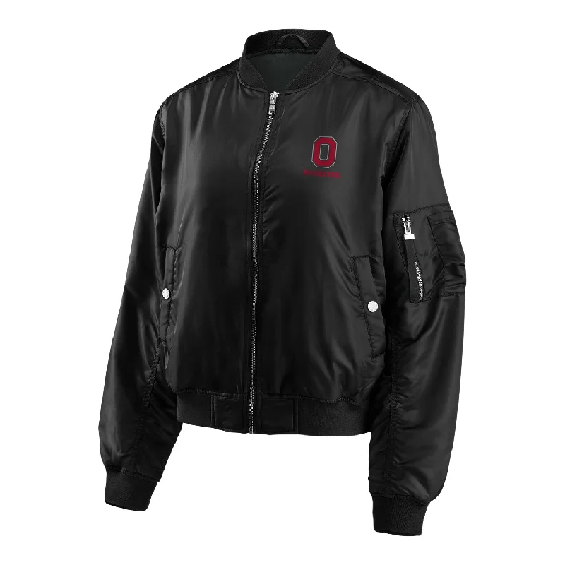 Ladies WEAR by Erin Andrews Ohio State Buckeyes Bomber Jacket Embroidered Jacket Appliqued Jacket Beaded Jacket Ladies WEAR by Erin Andrews Ohio State Buckeyes Bomber Jacket Embroidered Jacket Appliqued Jacket Beaded Jacket