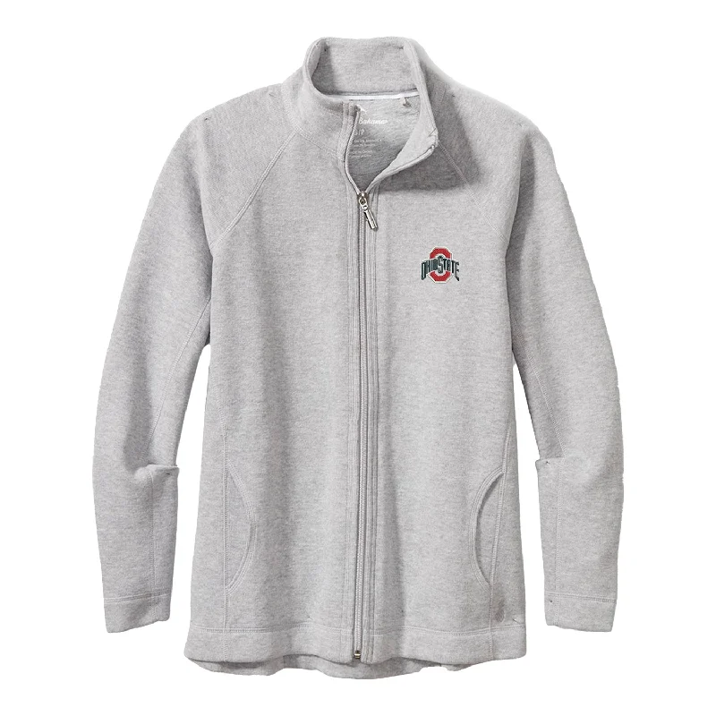 Ladies Ohio State Buckeyes Aruba Gray Full Zip Jacket Print Jacket Jacquard Jacket Embroidered Jacket Ladies Ohio State Buckeyes Aruba Gray Full Zip Jacket Print Jacket Jacquard Jacket Embroidered Jacket